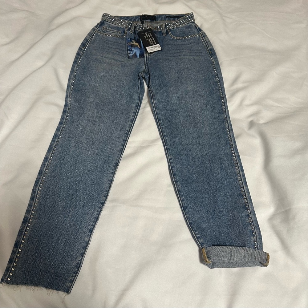 Kendall & Kylie Studded Blue Straight Leg Jeans size 25 NWT